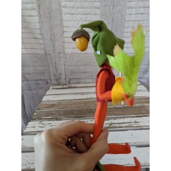 Annalee Thanksgiving elf acorn brush green leaf fa - Picture 7 of 8